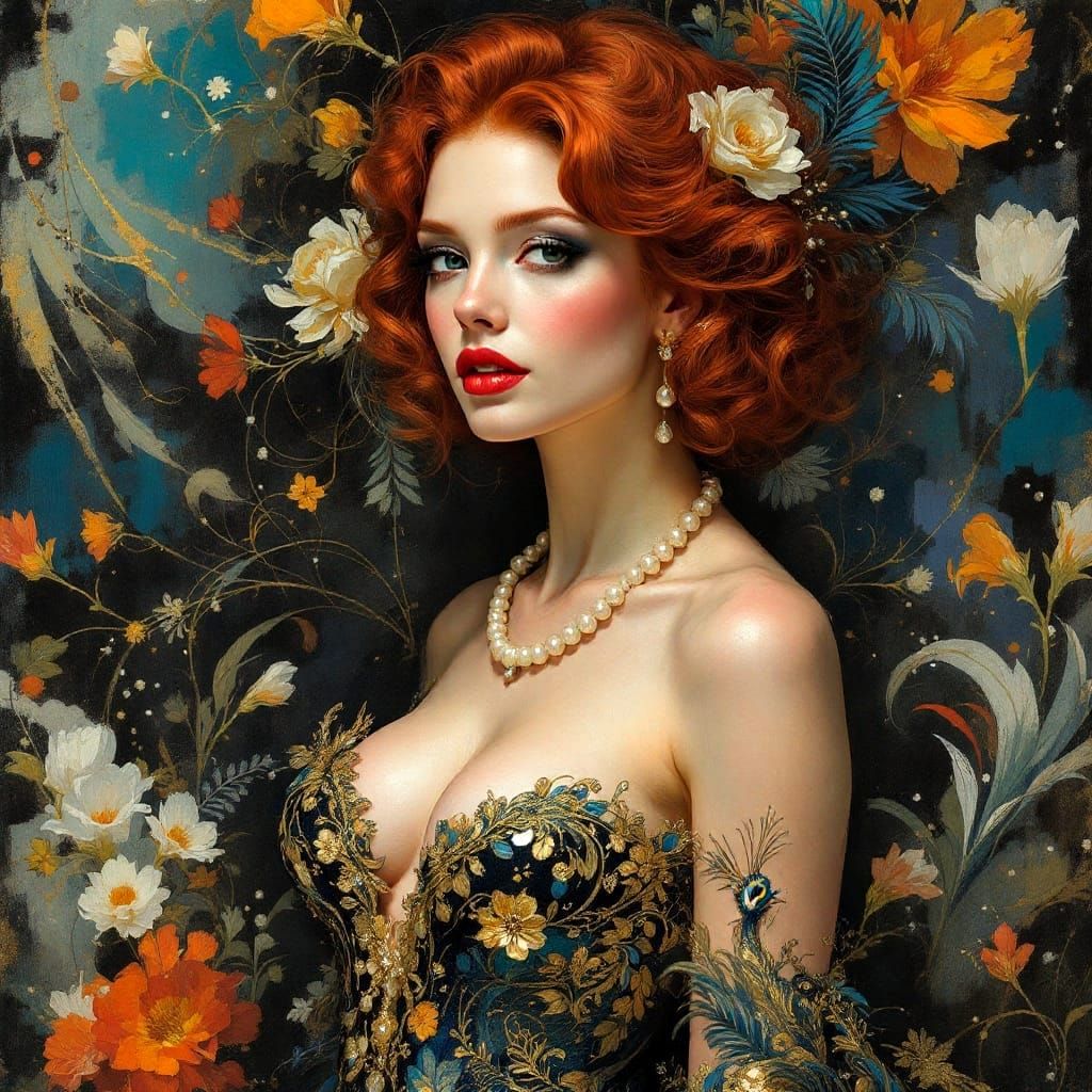 Sultry Art Deco Siren in Lavish Velvet Gown