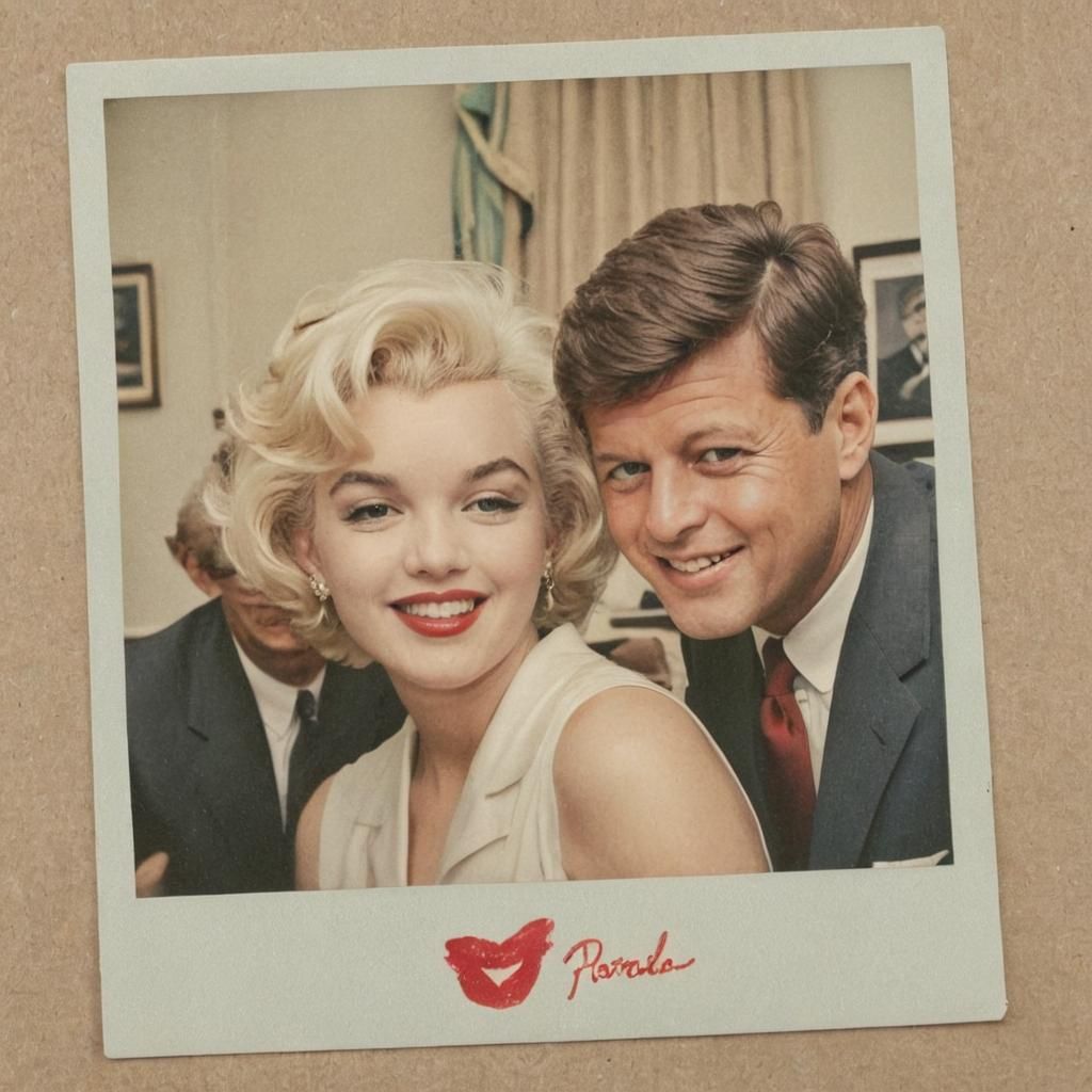 Vintage Polaroid of Marilyn and JFK