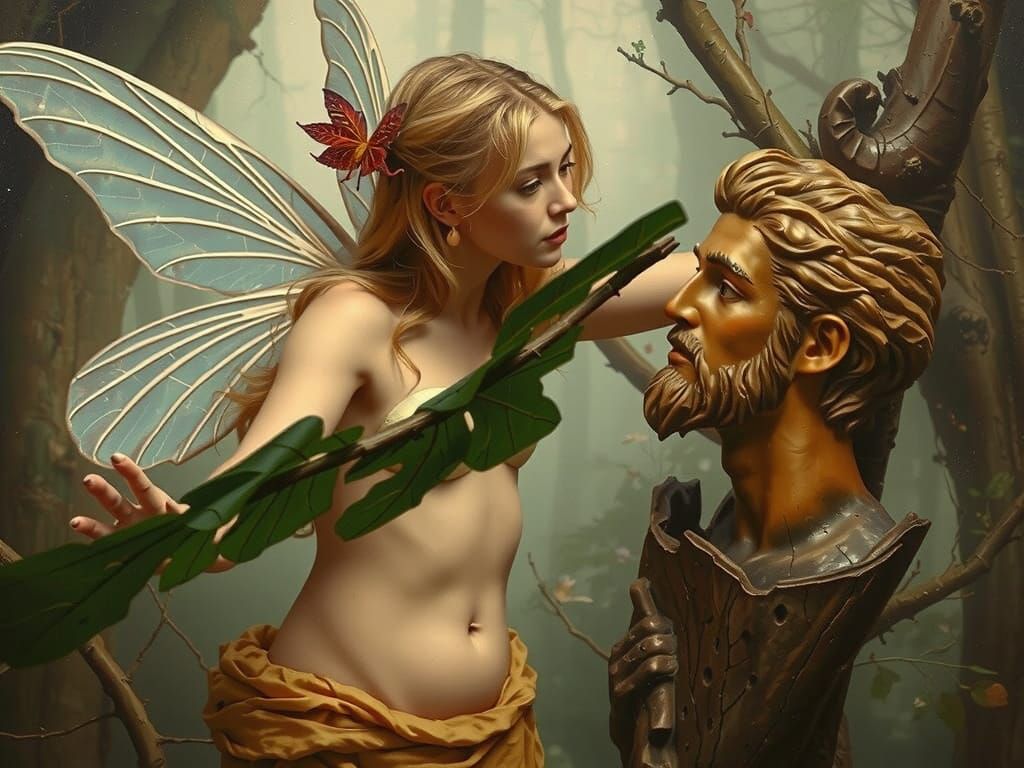 Ethereal Fairy in Mystical Forest, Victorian Style