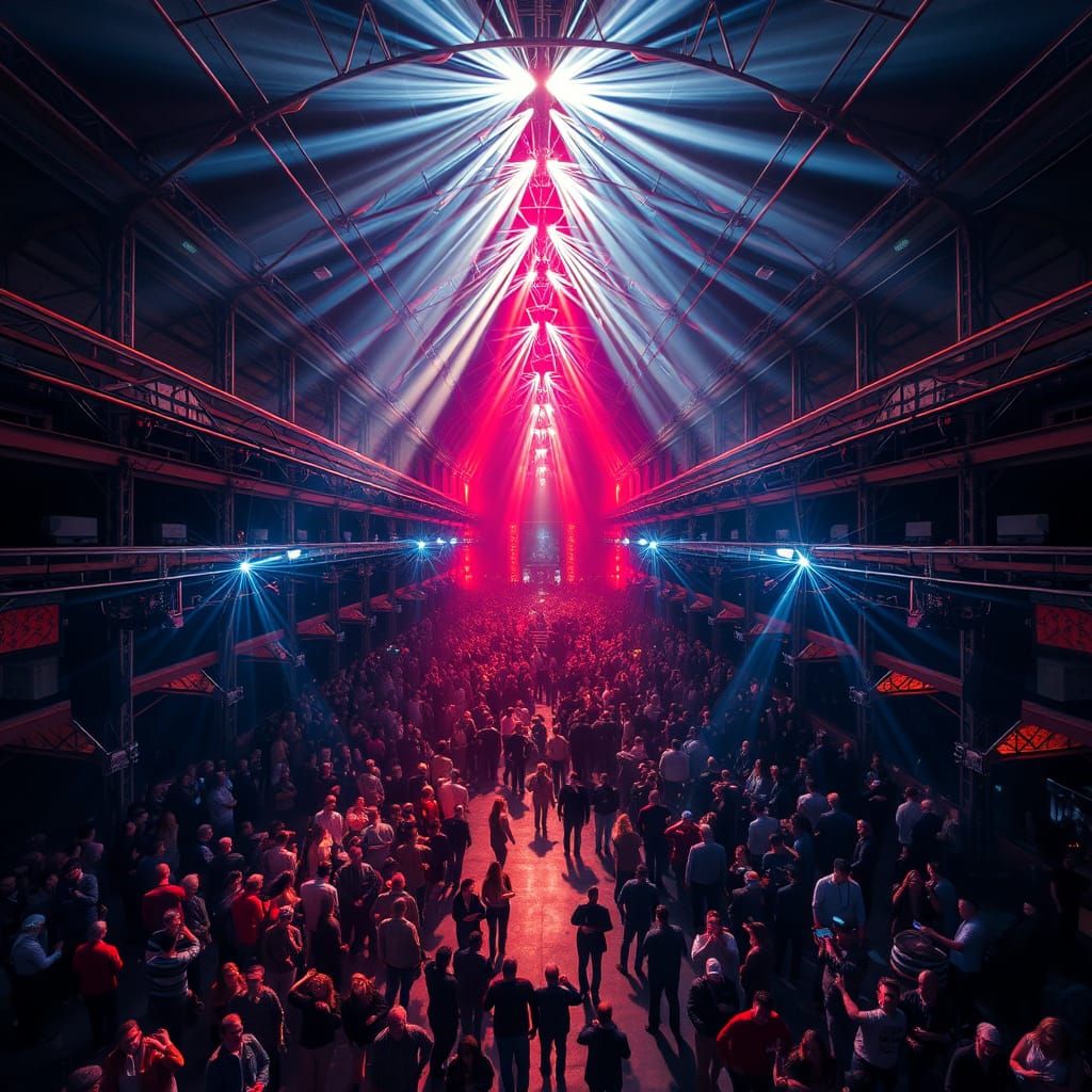 Warehouse Rave: Symmetrical Kaleidoscope Illumination