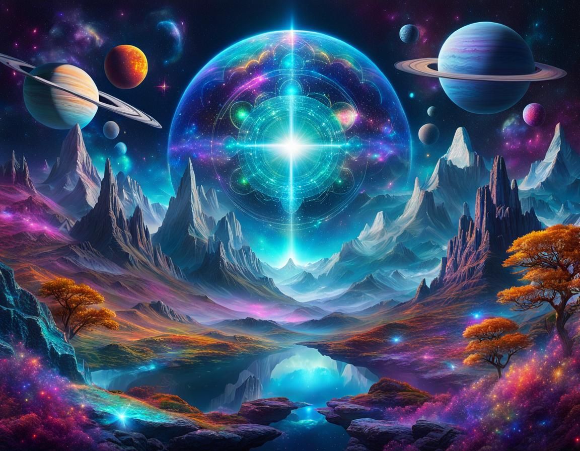Holographic Astral World in Mixed Media