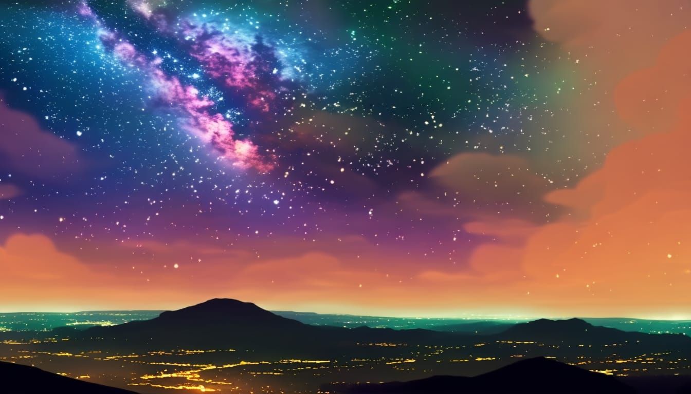 Moody Starry Night Sky Nebula Pixiv Art