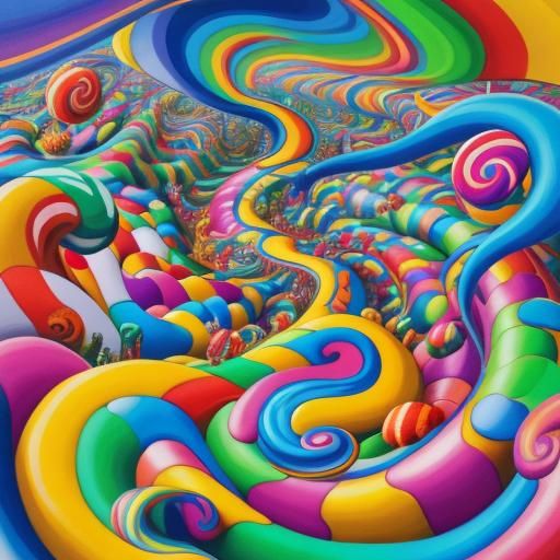 Vibrant Candyland Wonderland in Gouache Swirls