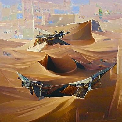 Surreal Tilted Desert Landscape Oil Painting
