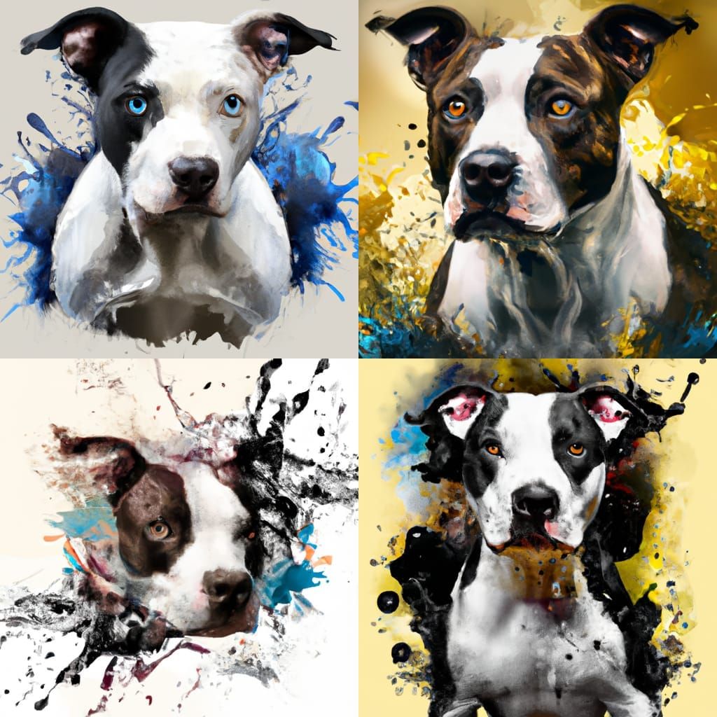 Hyperrealistic Crossbred Pit Bull and Border Collie