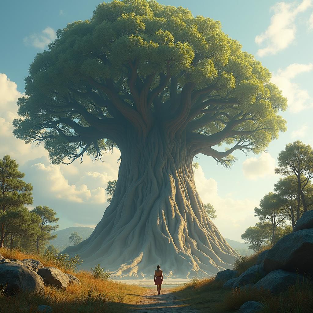 Giant Tree Humanoid in Hyper-Realistic Fantasy Art