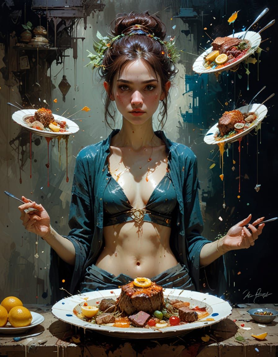 Magical Food Platter in Expressive Painterly Style