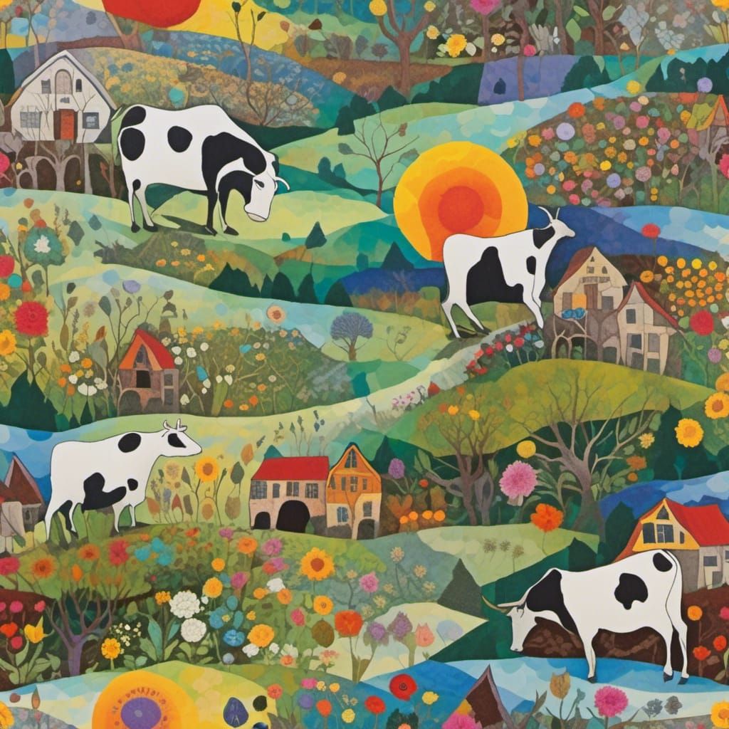 Mother Earth Farmstead: Surrealist Dreamscape in Grayscale