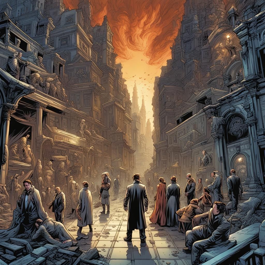 Icarus's Flight in Comic Book Art Style