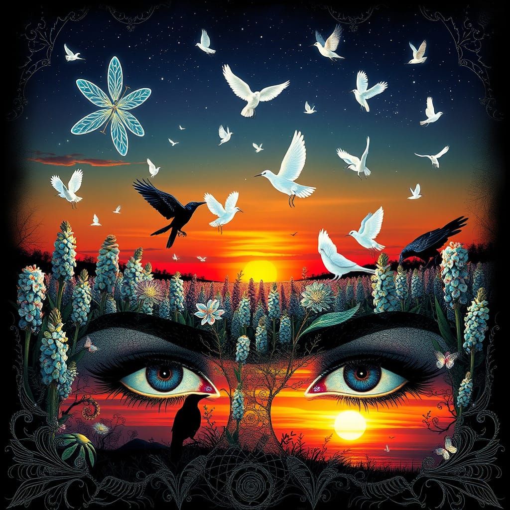 Surreal Sculpture in Dreamlike Style with Glowing Creatures ...