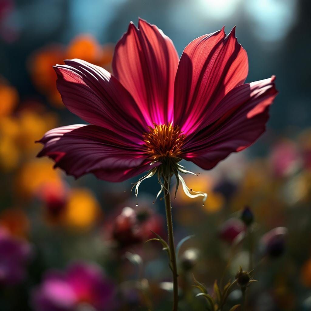 Hyperrealistic Chocolate Cosmos Flower Close-Up
