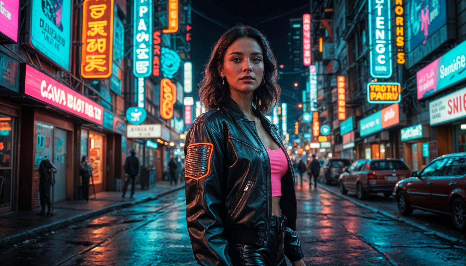 Sultry Synthwave Idol Strolls Down a Neon Highway