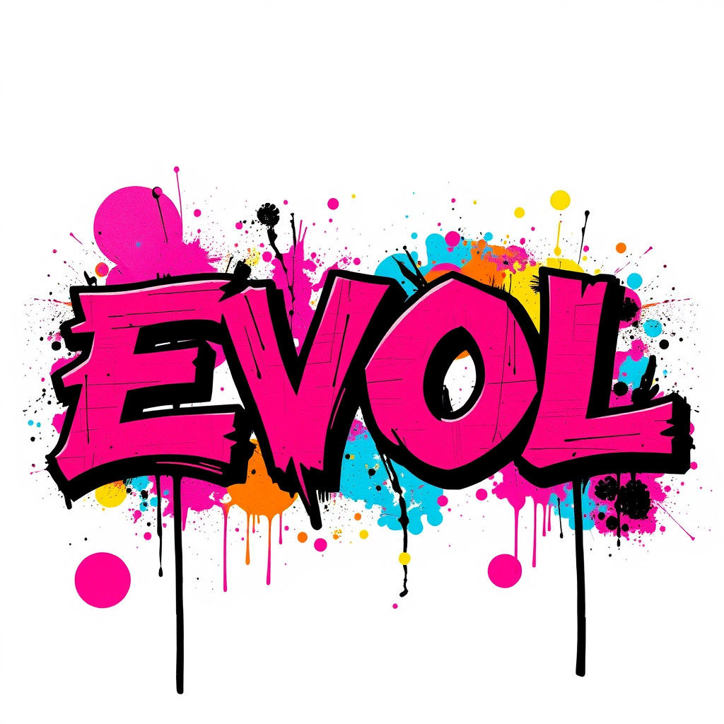 Graffiti-Style EVOL Artwork in Neon Colors
