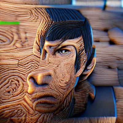 Detailed Spock Woodcut in 8k Resolution