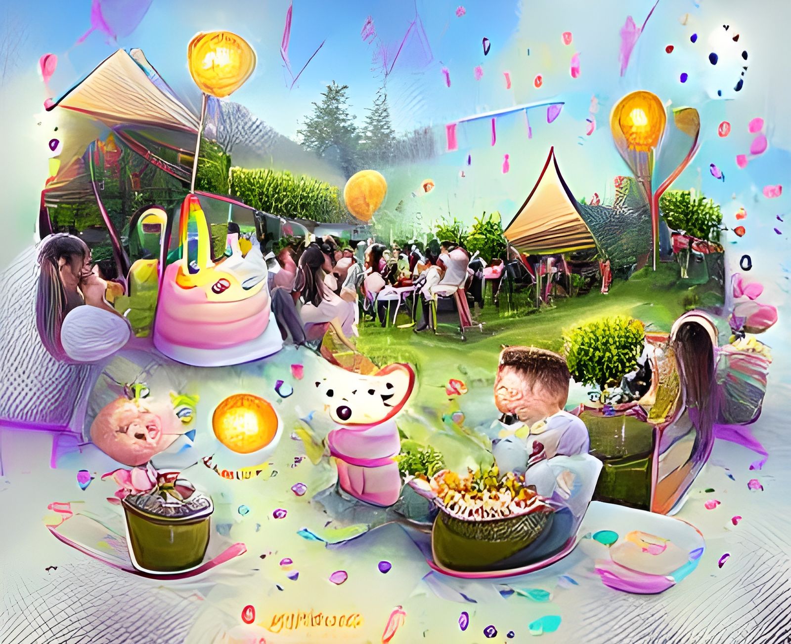 Surreal Pastel Birthday Party in 3D