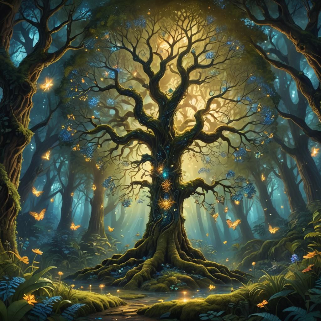 Majestic Tree of Life in Mystical Forest