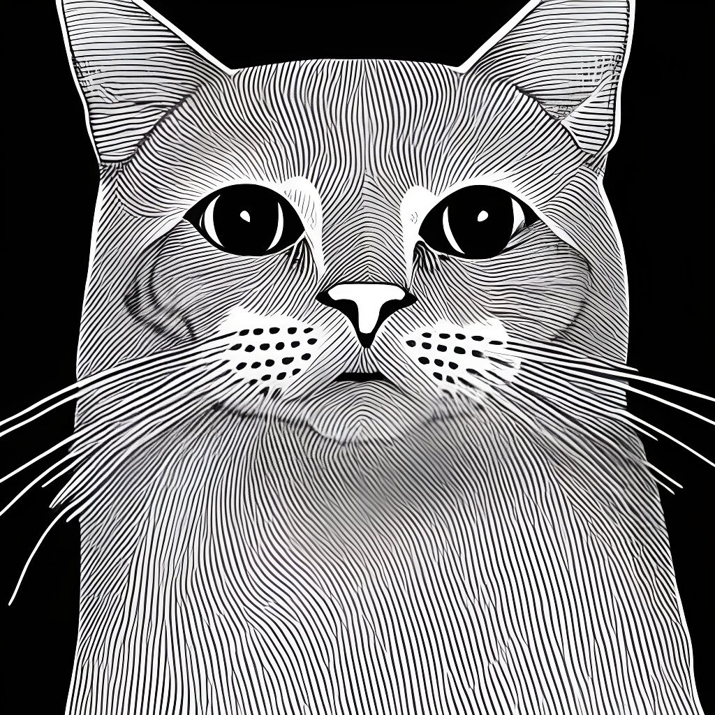 Minimalist Continuous Line Art of a Cat