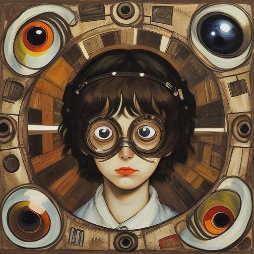 Surreal Googly Eyes Portrait in Expressionist Style