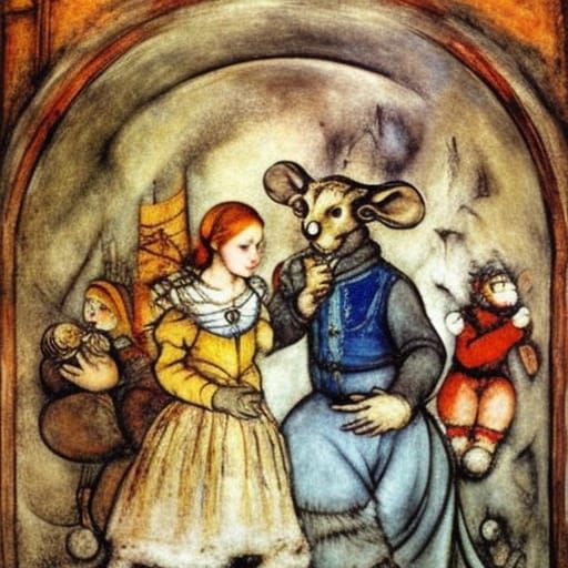 Steampunk Mouse in Winter Fantasy Fairycore Style