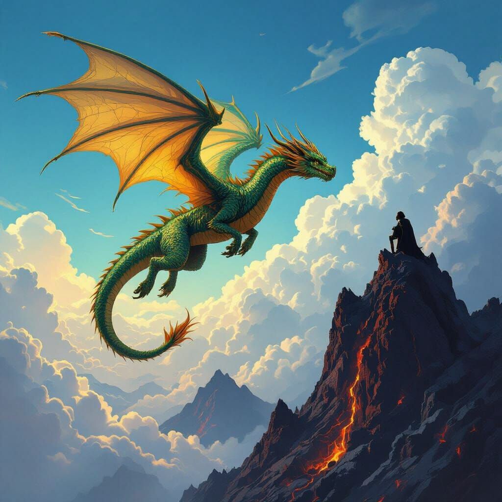 Dragon Soaring Between Heaven and Hell, Fantasy Art