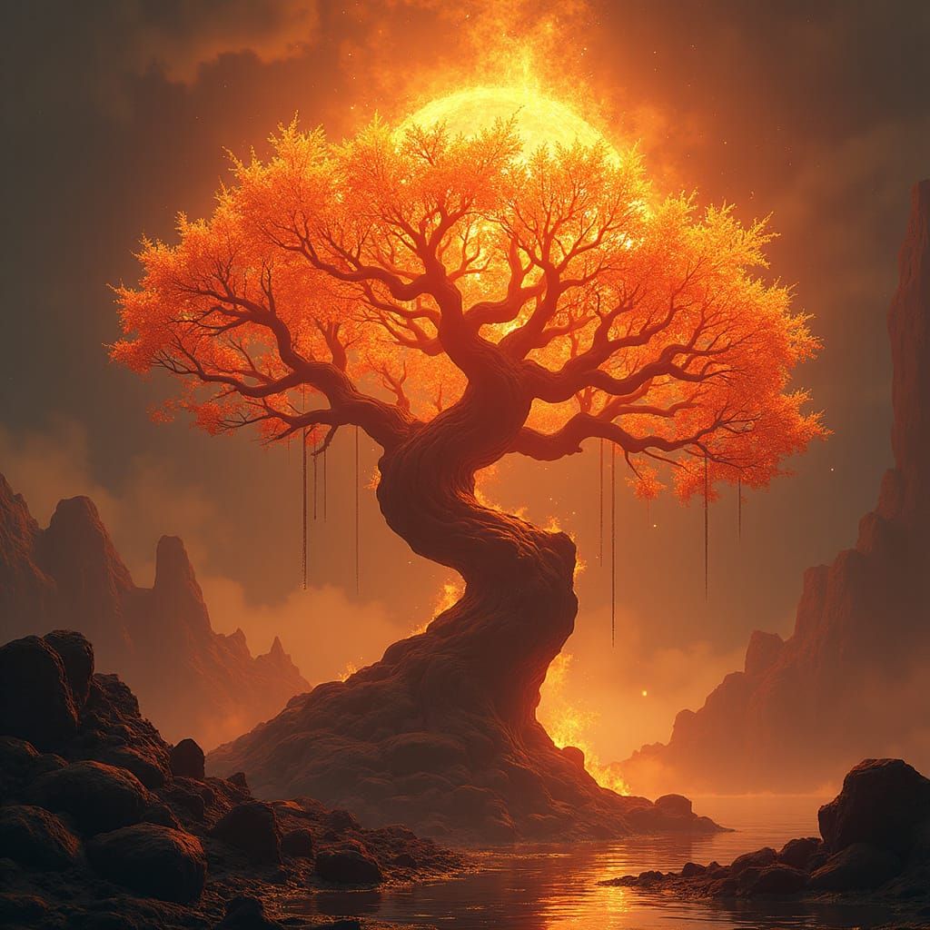 Pyrebark Shrikewood: Tree of Hardened Solar Plasma