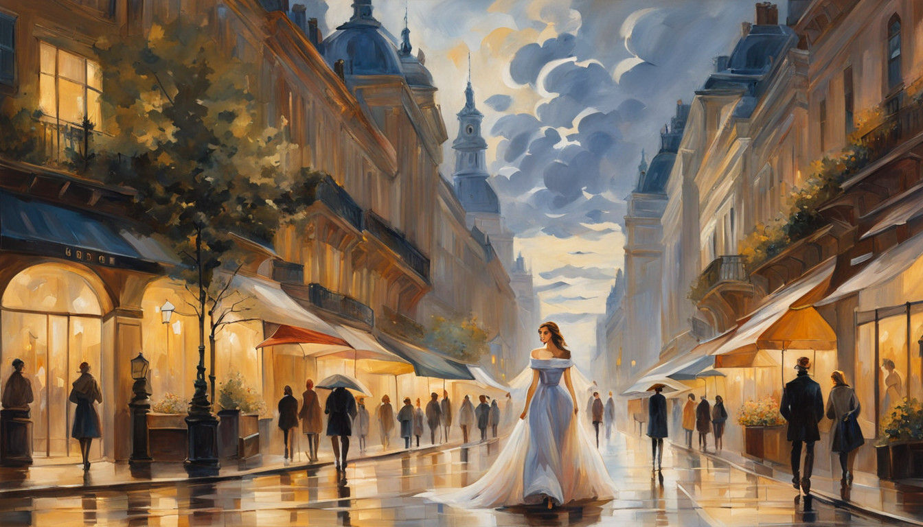 A Mysterious Figure Illuminated by Street Light on a Stormy...