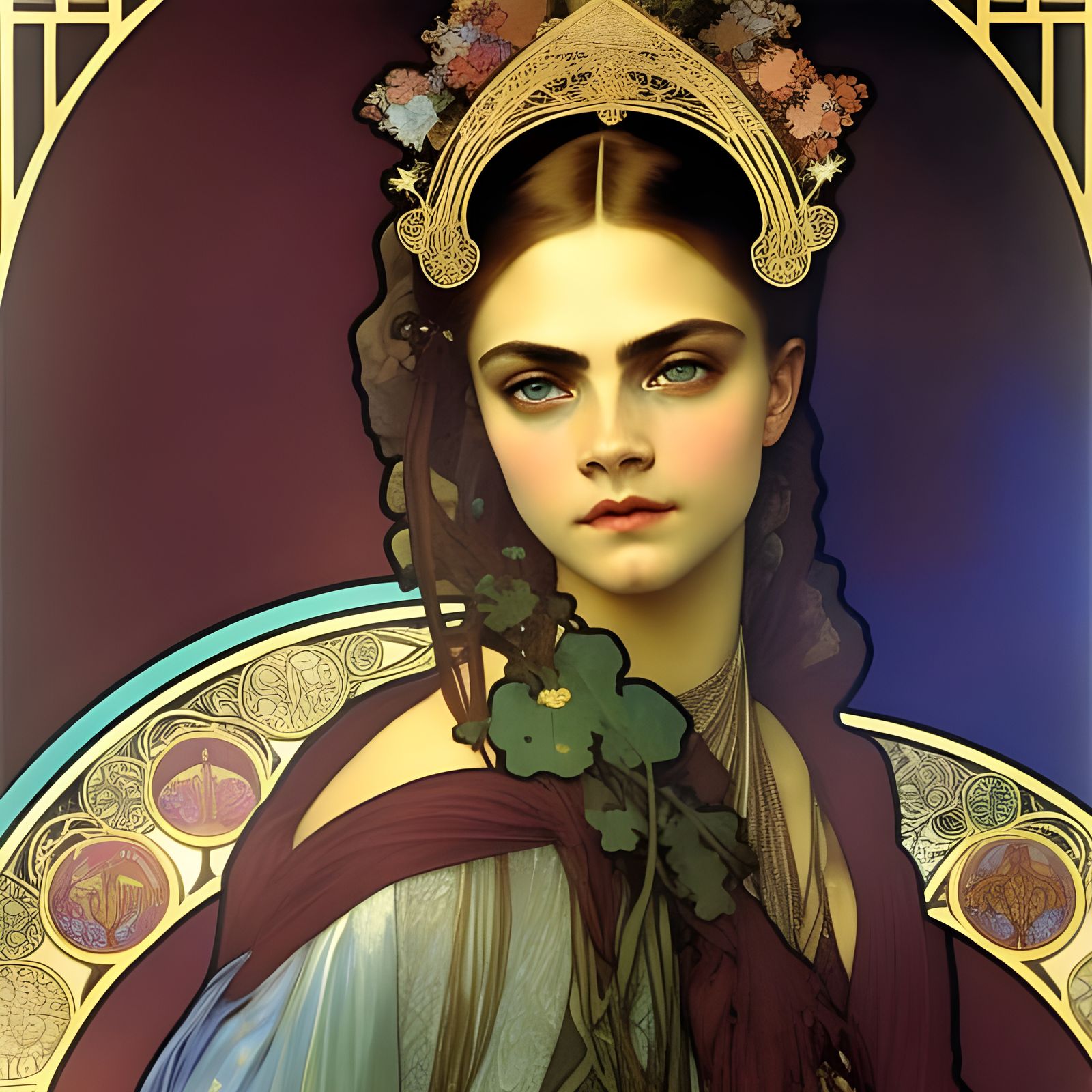 Art Nouveau Portrait of a Beautiful Woman