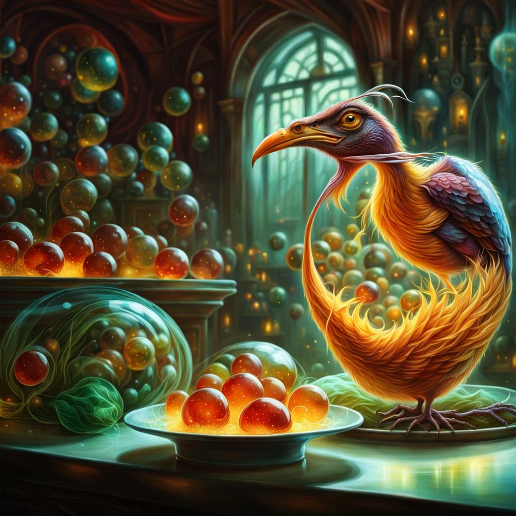 Viscous Alien Bird Invasion in Sci-Fi Painting Style