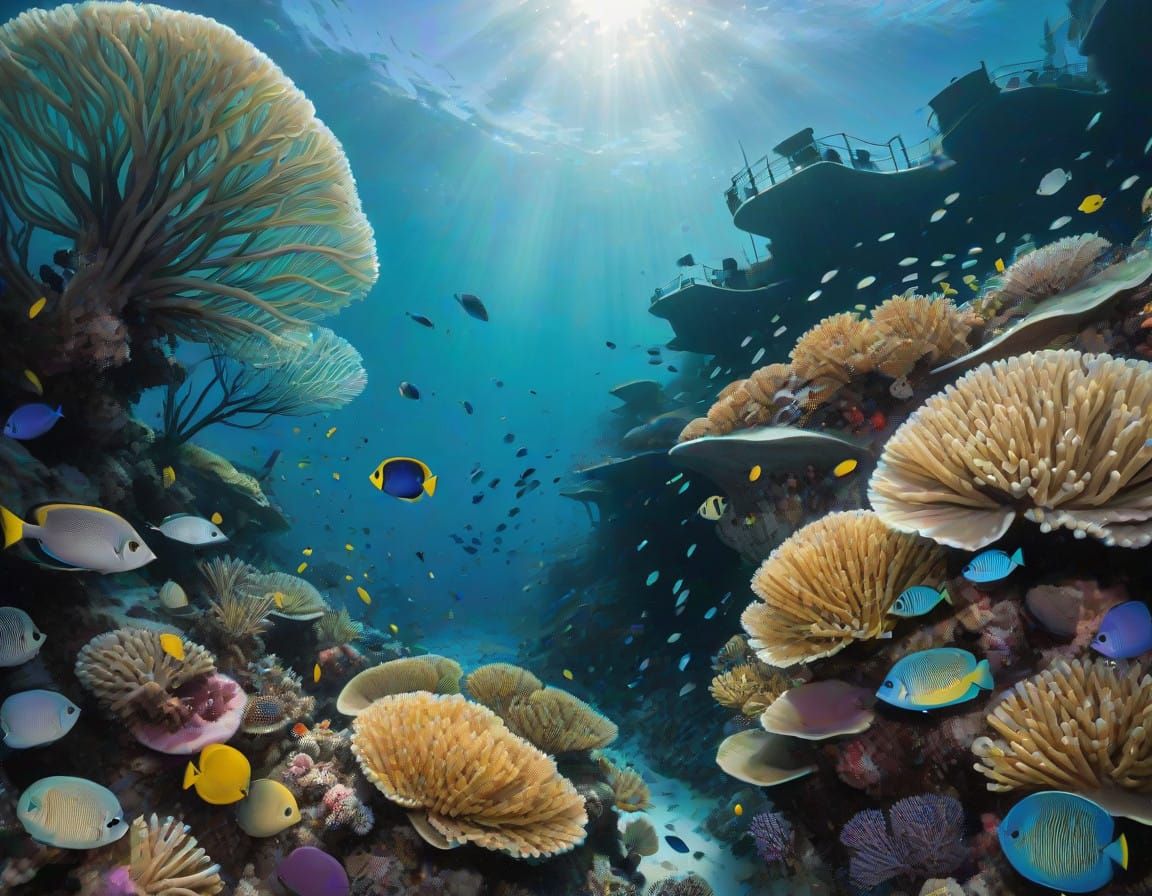Vibrant Coral Reefs of the Great Barrier Reef in Hyper-Reali...