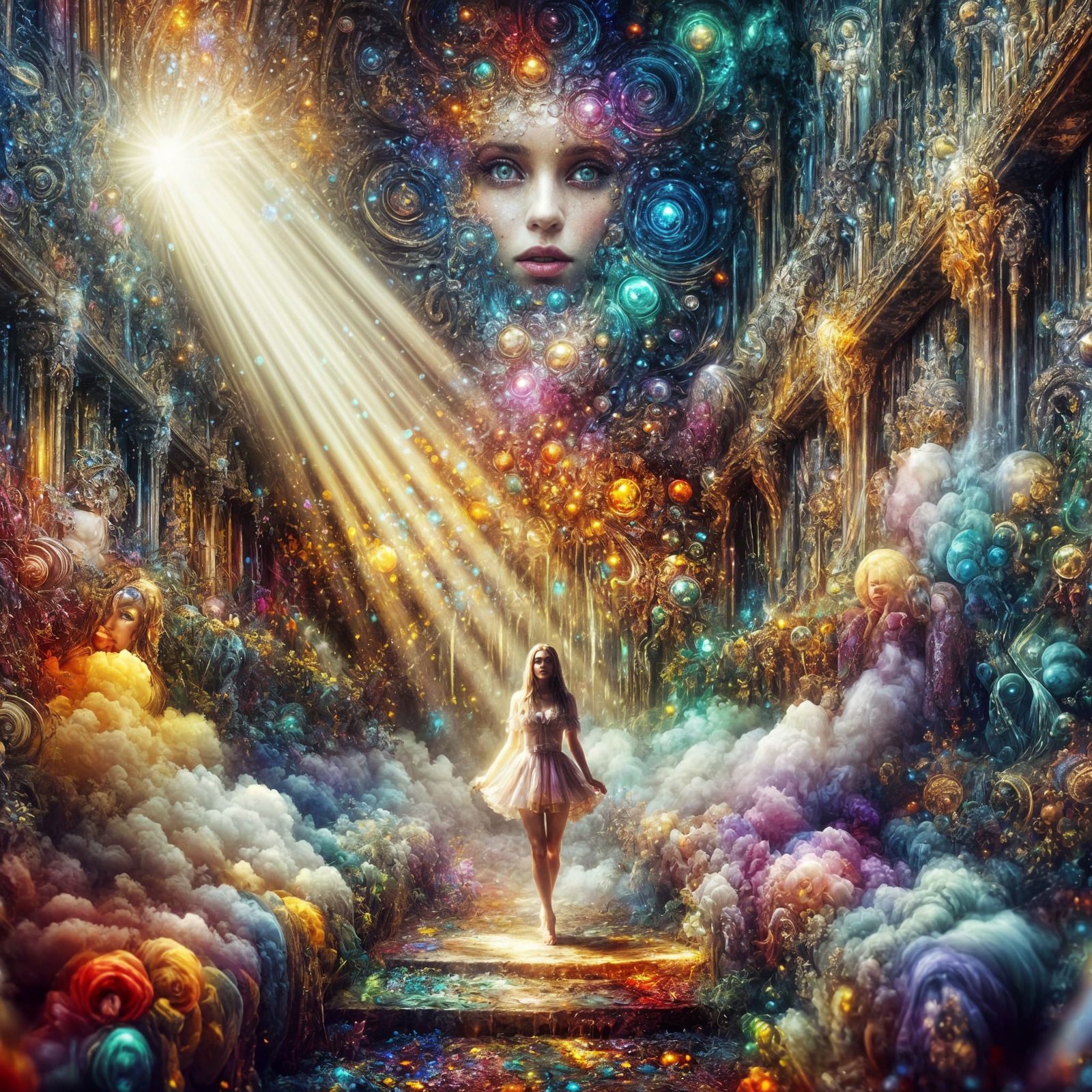 Ethereal Girl in Decadent Baroque Setting