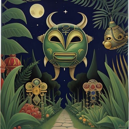 Alien Market with Tirannomouse, in Naive Analytical Style