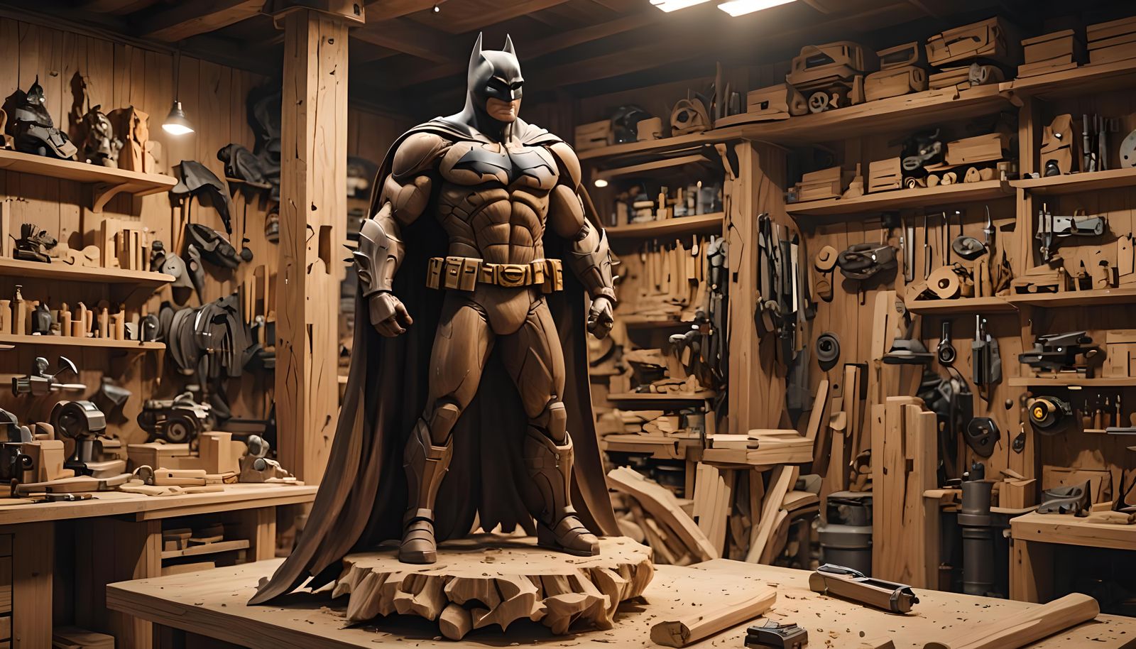 Batman Wood Carving with Dynamic Lighting