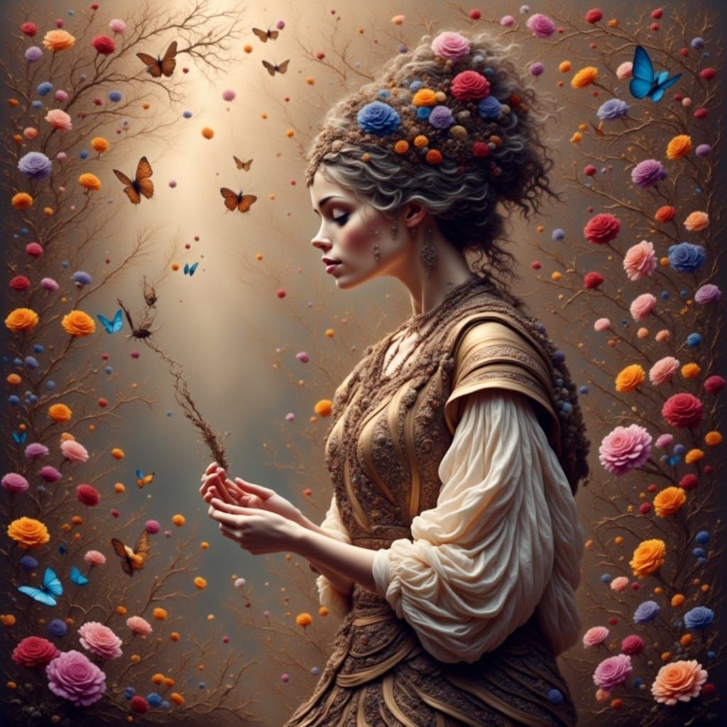 Floral Portrait with Soft Lighting