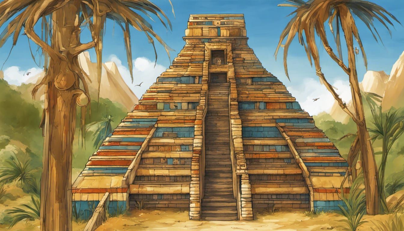 Incan Temple with Hikers in Sunny Savanna