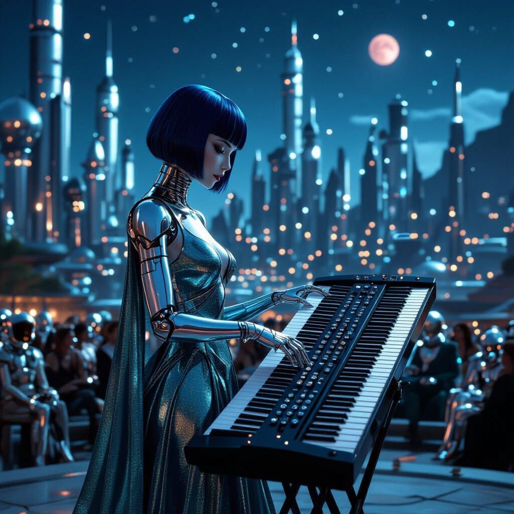 Android Musician in Alien Amphitheater