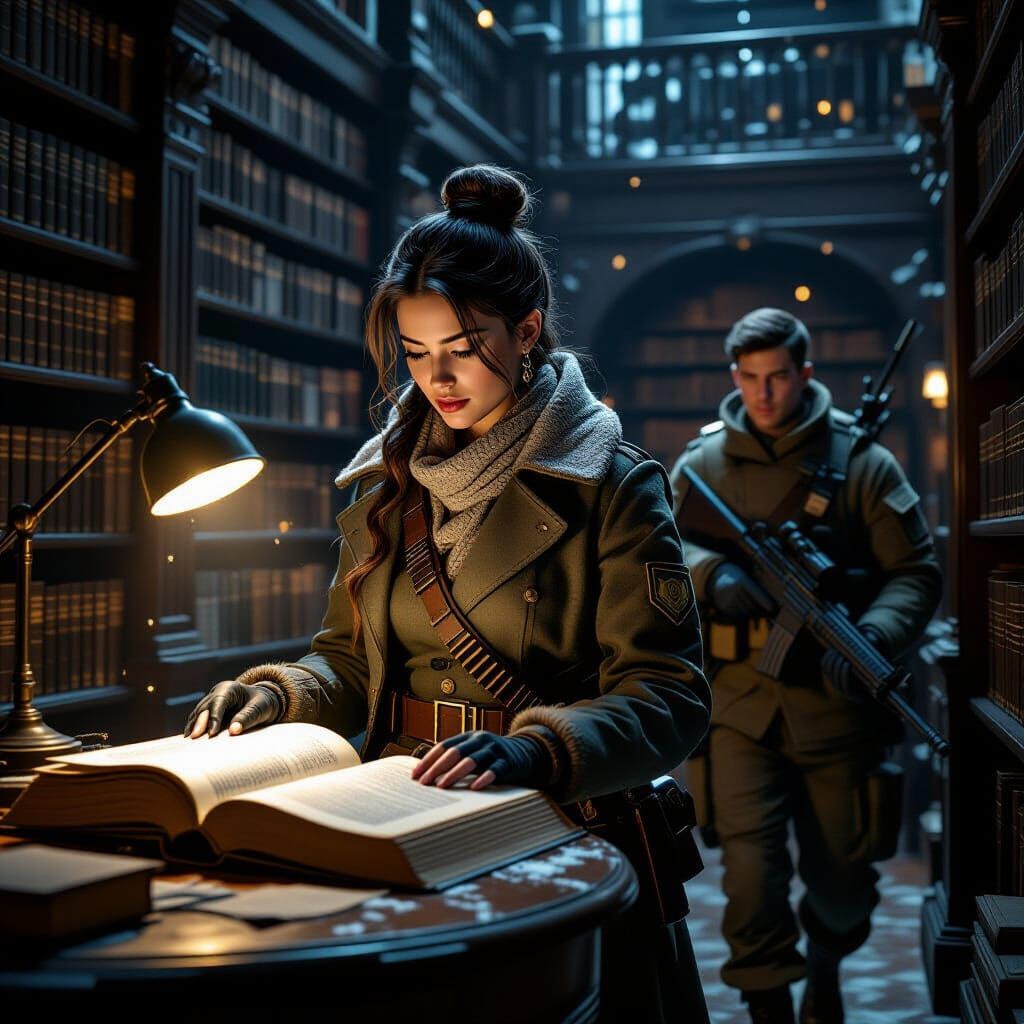 Secret Library Exploration by Soldier and Librarian