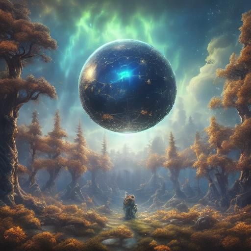 Glass Orb Filled with Stars and Clouds