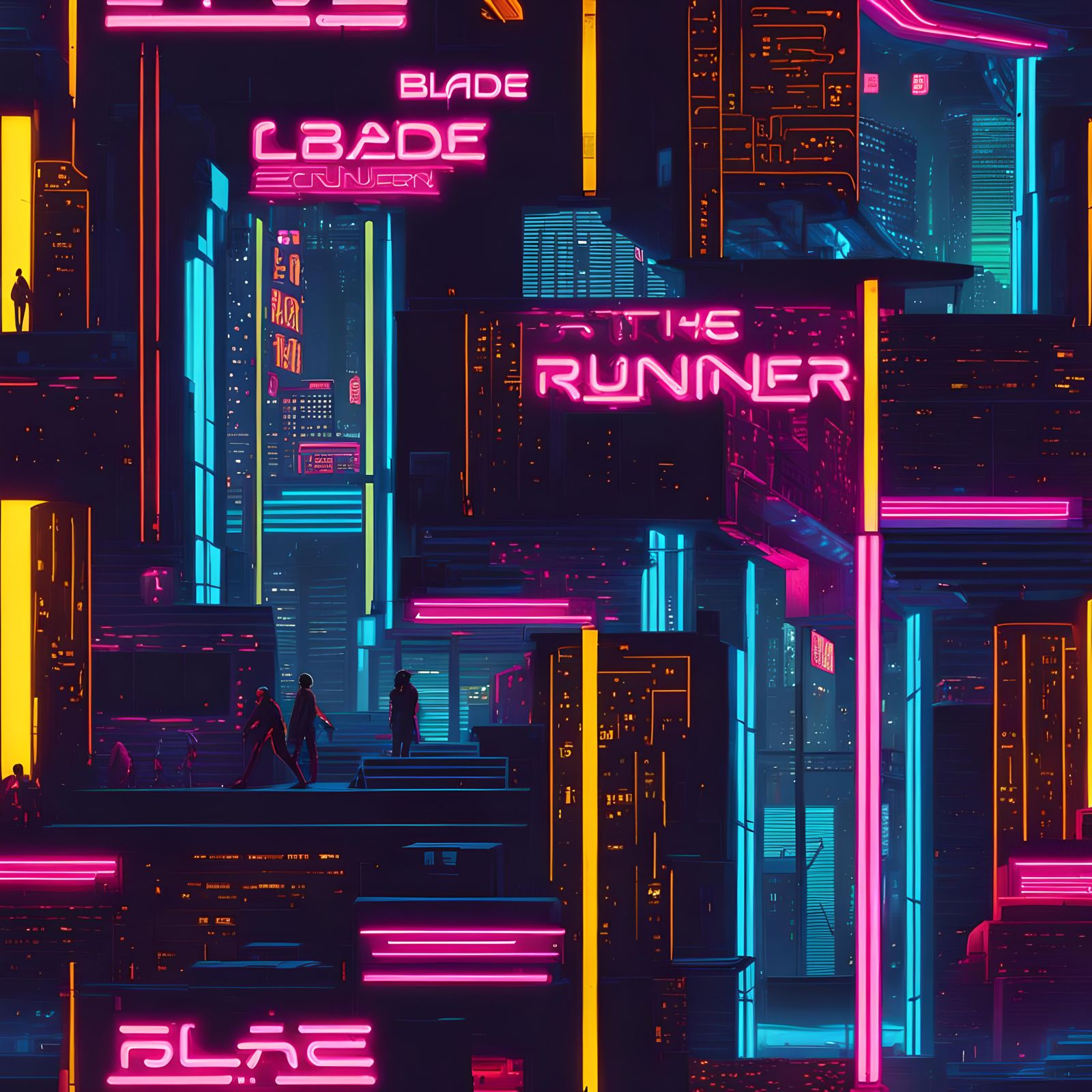 Cyberpunk 2099 Neon Cityscape in Blade Runner Style