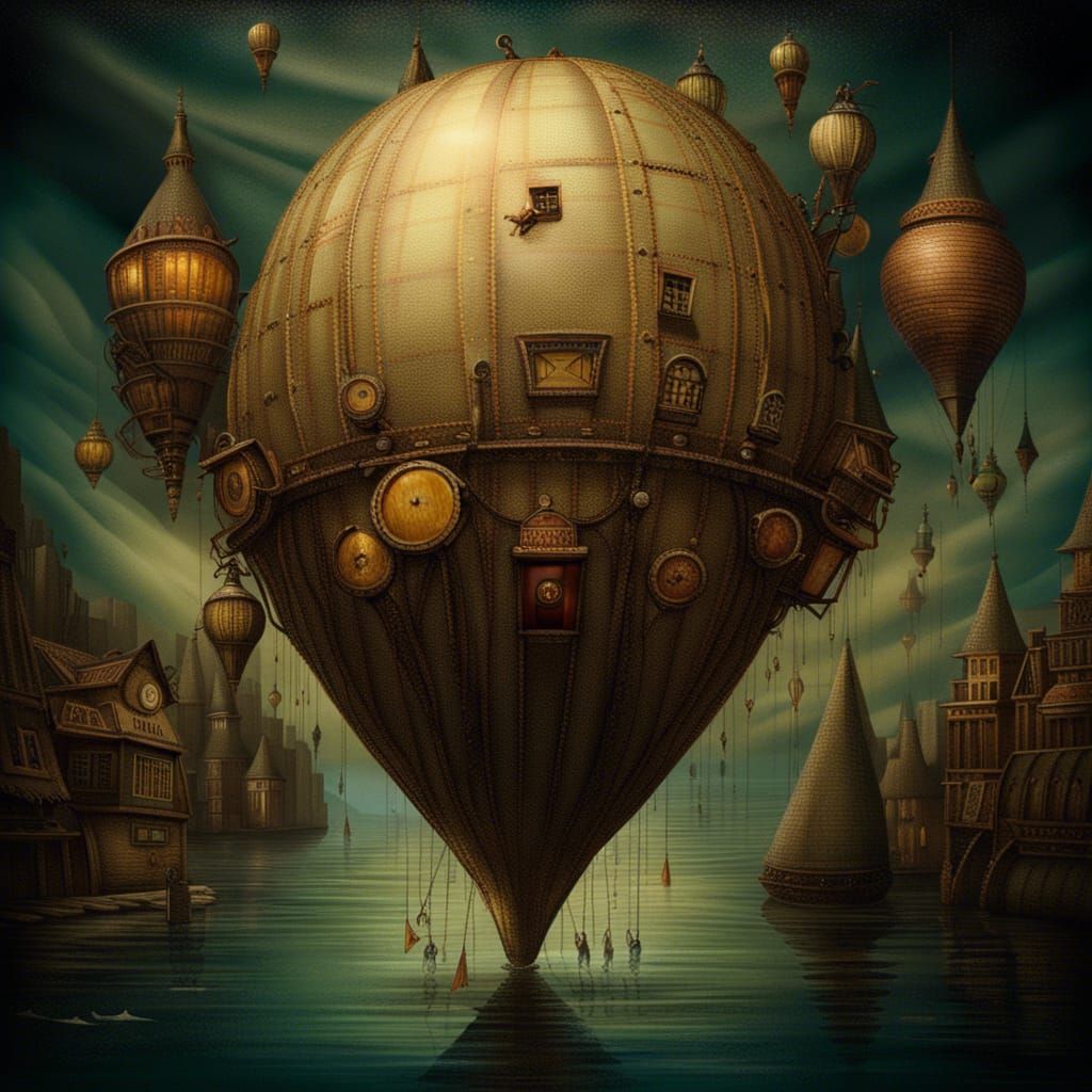 Surreal Horror: Boat Adrift in Ocean of Time