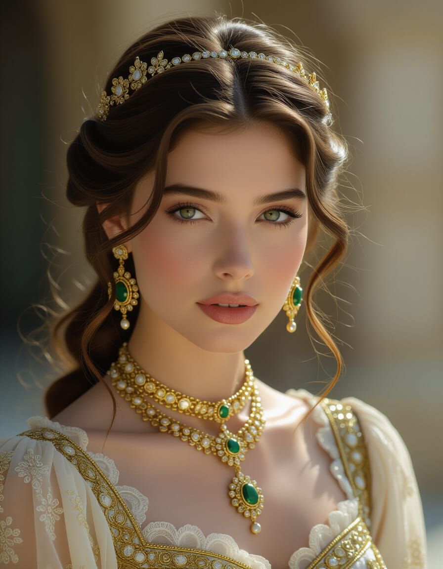 Woman in Gold Jewelry: Digital Matte Painting