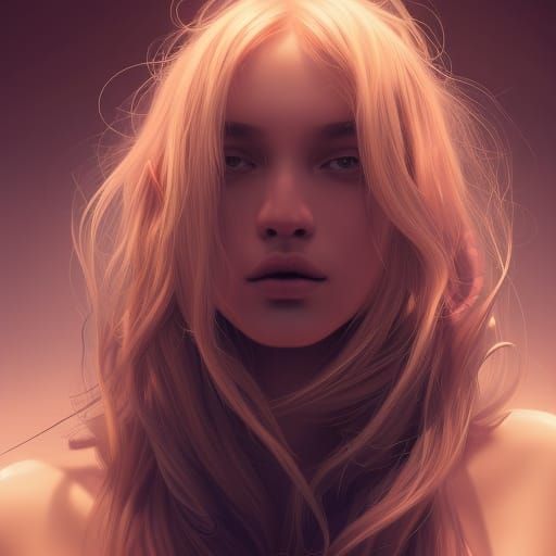 Tattooed Woman in Fractal Dress, Hyperrealistic Portrait