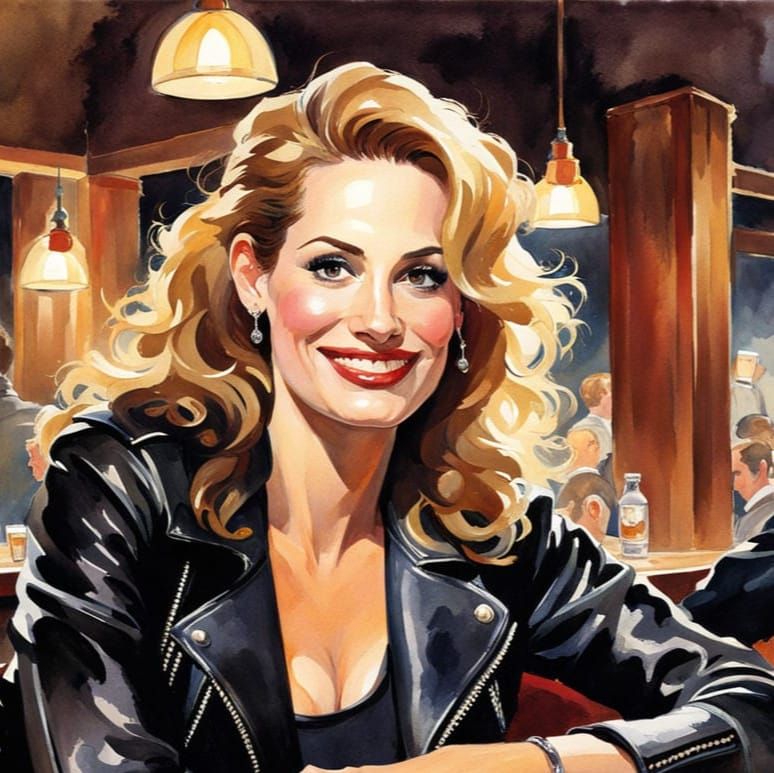 Retro Whimsical Julia Roberts Tavern Scene in Impressionisti...