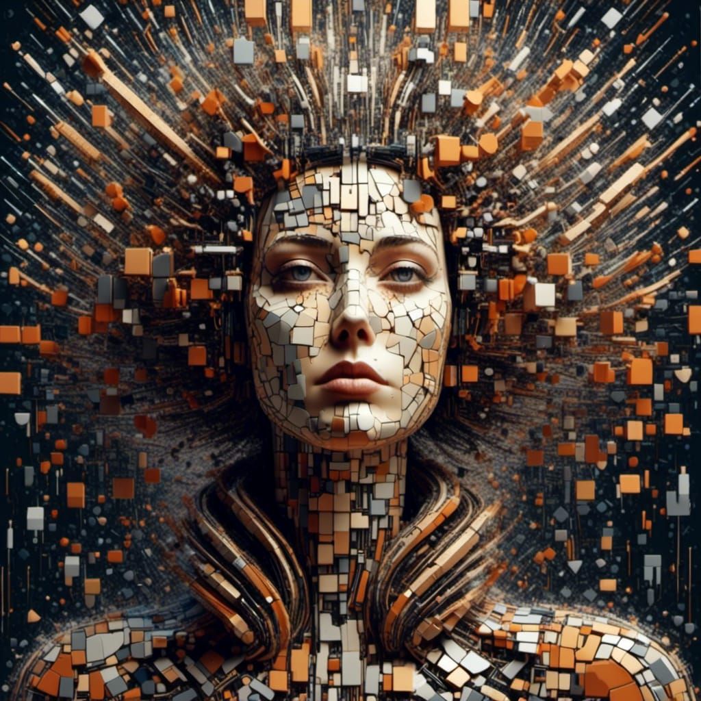 Cubist Woman Running: Art Deco Geometric Fauvism