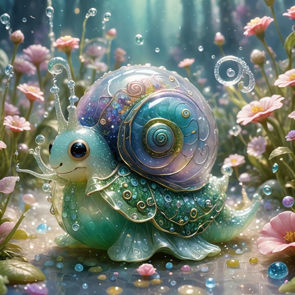 Adorable Jelly Snail: Ethereal Chibi Fantasy