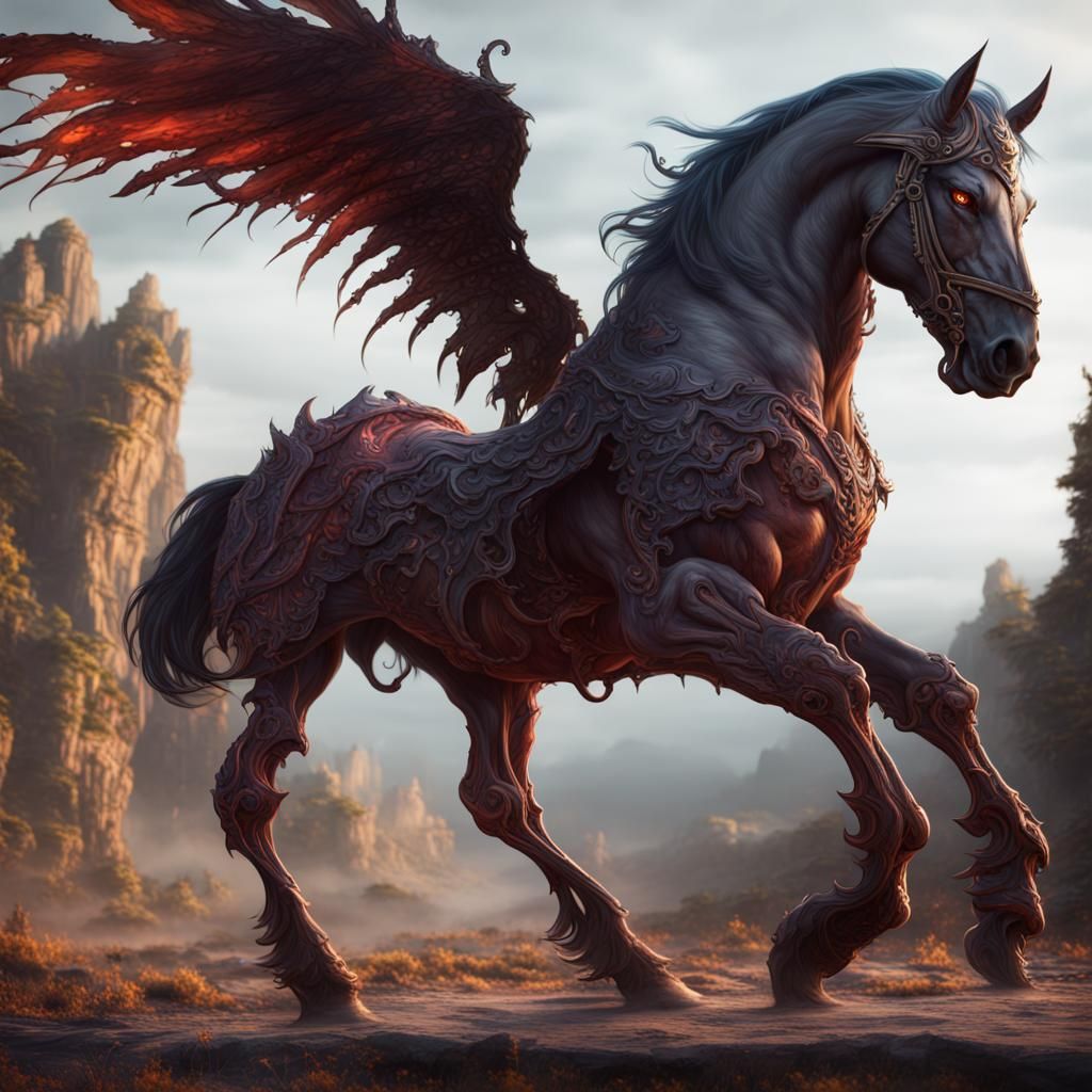 Fantastical Bipedal Demon Horse Concept Art