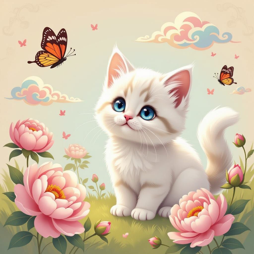 in the style of minhwa art , A vibrant, playful scene featur...