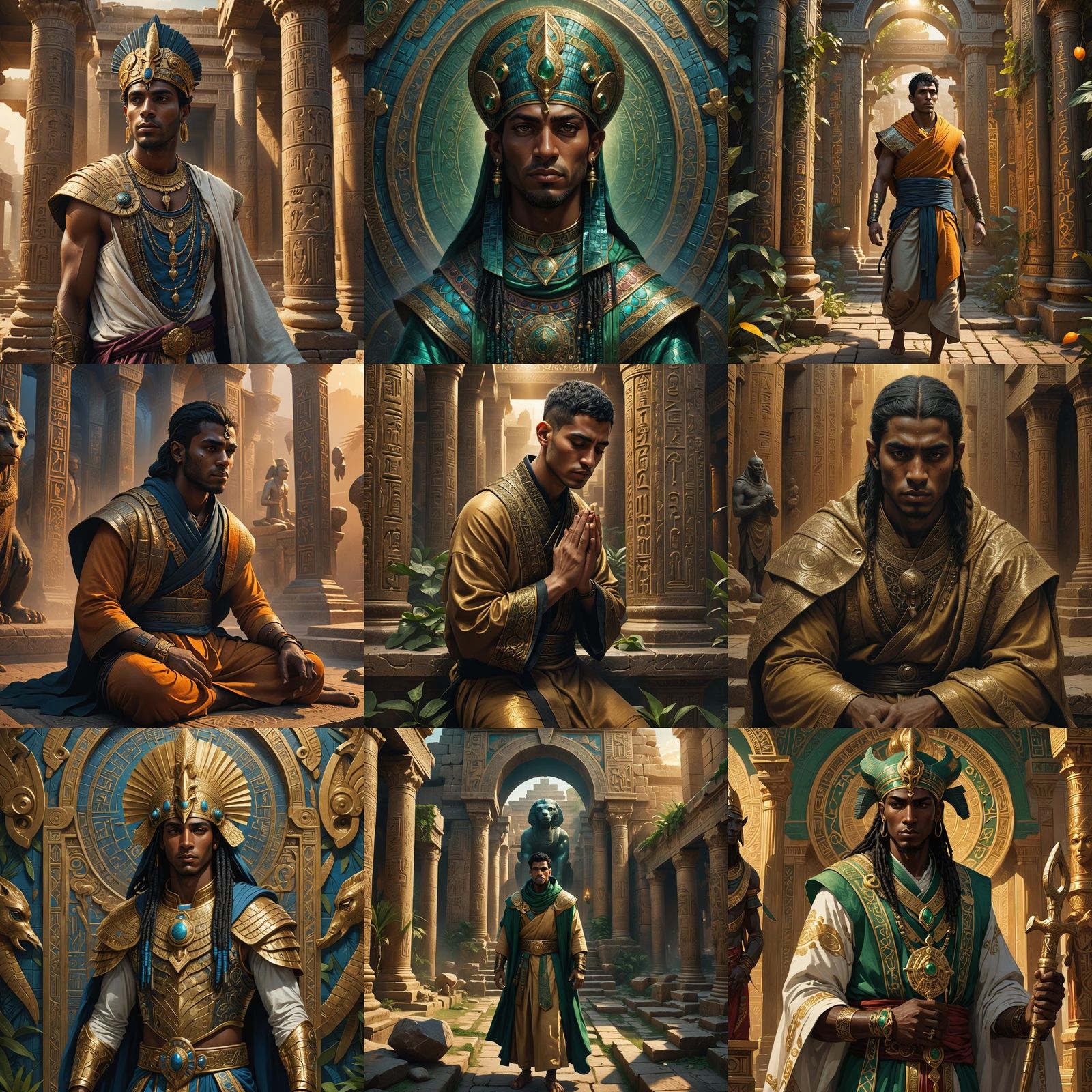 Egyptian God Sobek Inspired Persian Monk Portrait