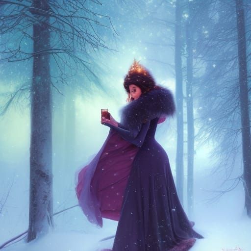 Aurora in Winter Wonderland: Hyperdetailed Portrait