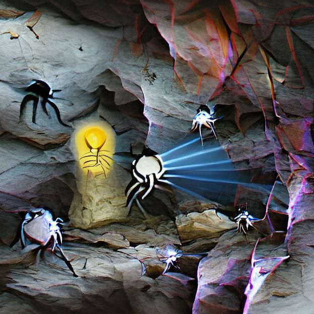 Illuminated Spider Cave: A Study in Light and Shadow