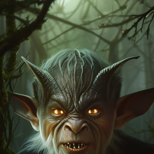 Menacing Goblin Portrait in Dark Fantasy Style
